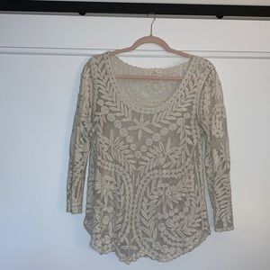 Lace long sleeve top / beach coverup